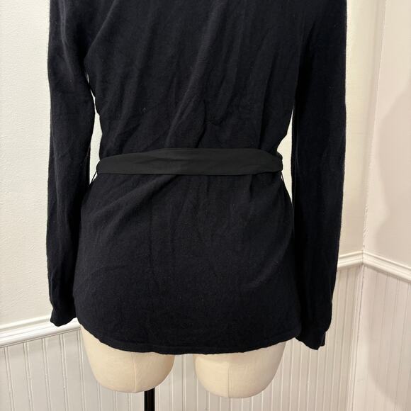 Peck & Peck Collection Size XL Cardigan Sweater Wool Cashmere Black Ruffle Lace - Picture 15 of 16